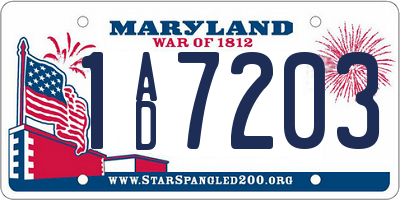 MD license plate 1AD7203
