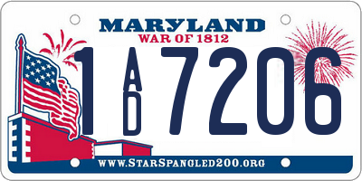 MD license plate 1AD7206