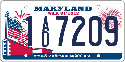 MD license plate 1AD7209