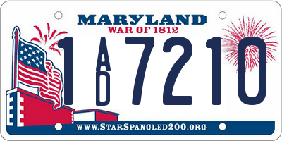 MD license plate 1AD7210