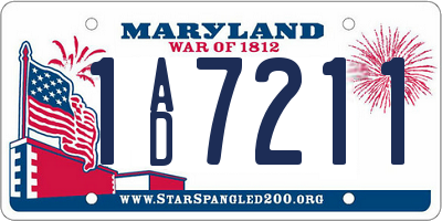 MD license plate 1AD7211