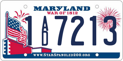 MD license plate 1AD7213