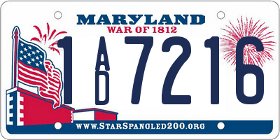 MD license plate 1AD7216
