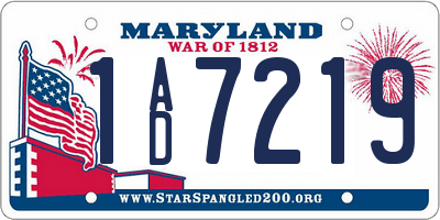 MD license plate 1AD7219