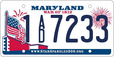 MD license plate 1AD7233