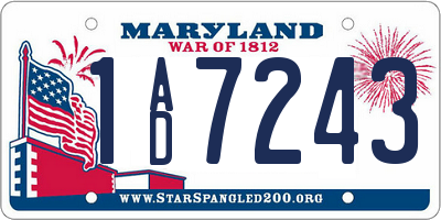 MD license plate 1AD7243