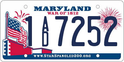 MD license plate 1AD7252