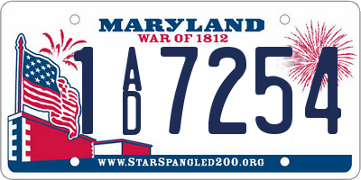 MD license plate 1AD7254