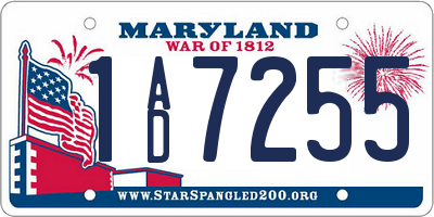 MD license plate 1AD7255