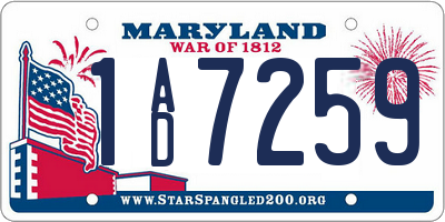 MD license plate 1AD7259