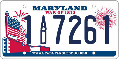 MD license plate 1AD7261