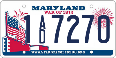 MD license plate 1AD7270
