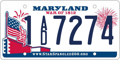 MD license plate 1AD7274