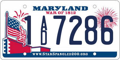 MD license plate 1AD7286