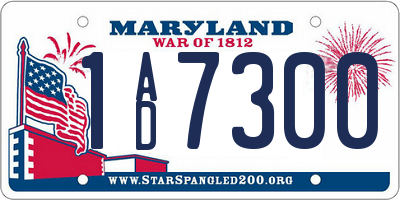 MD license plate 1AD7300
