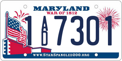 MD license plate 1AD7301