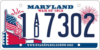 MD license plate 1AD7302