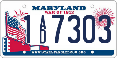 MD license plate 1AD7303
