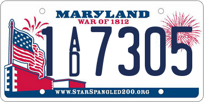 MD license plate 1AD7305
