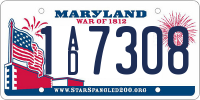 MD license plate 1AD7308