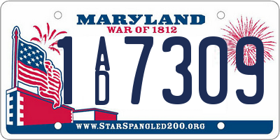 MD license plate 1AD7309