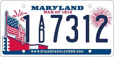 MD license plate 1AD7312