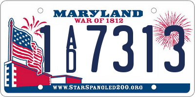 MD license plate 1AD7313