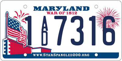 MD license plate 1AD7316