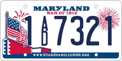 MD license plate 1AD7321