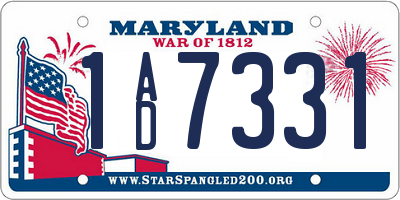 MD license plate 1AD7331