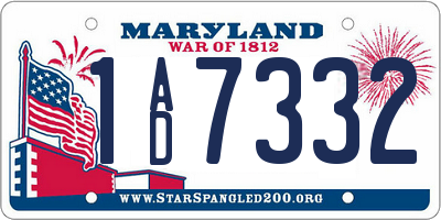 MD license plate 1AD7332