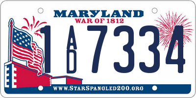MD license plate 1AD7334