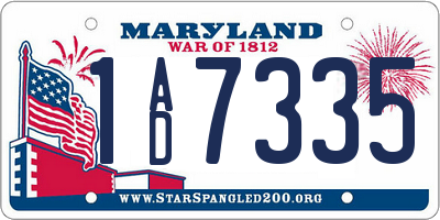 MD license plate 1AD7335