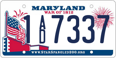 MD license plate 1AD7337