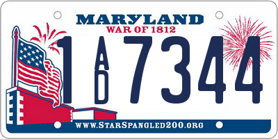 MD license plate 1AD7344