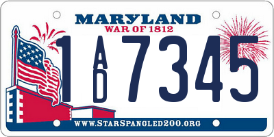 MD license plate 1AD7345