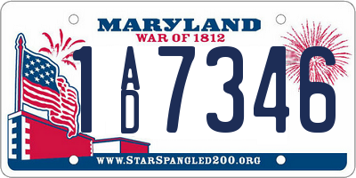 MD license plate 1AD7346