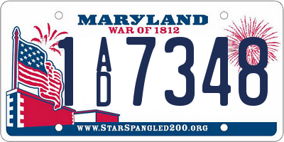 MD license plate 1AD7348