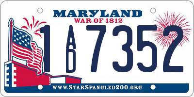MD license plate 1AD7352