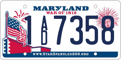 MD license plate 1AD7358