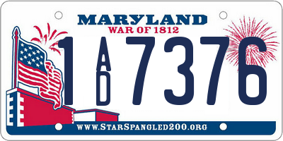 MD license plate 1AD7376
