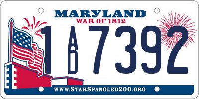 MD license plate 1AD7392