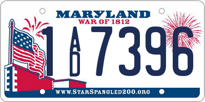 MD license plate 1AD7396