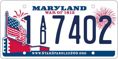 MD license plate 1AD7402