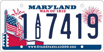 MD license plate 1AD7419