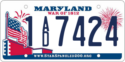 MD license plate 1AD7424