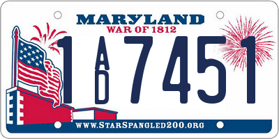 MD license plate 1AD7451