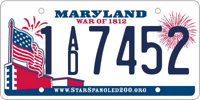 MD license plate 1AD7452