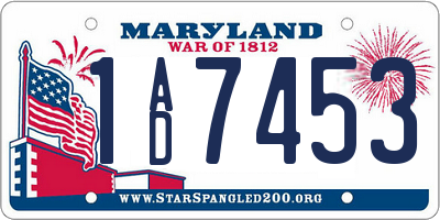 MD license plate 1AD7453