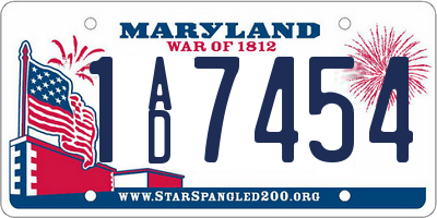 MD license plate 1AD7454